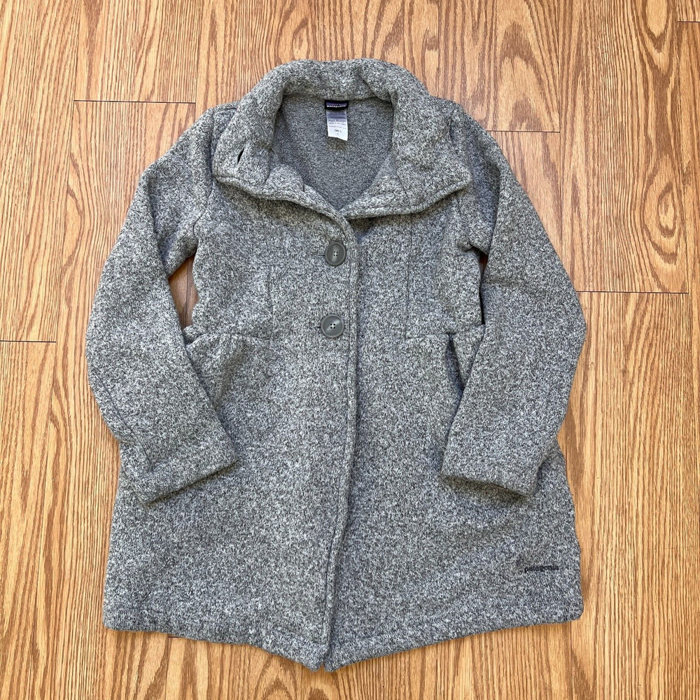 Patagonia Better Sweater kids youth size large grey fleece button up long jacket
